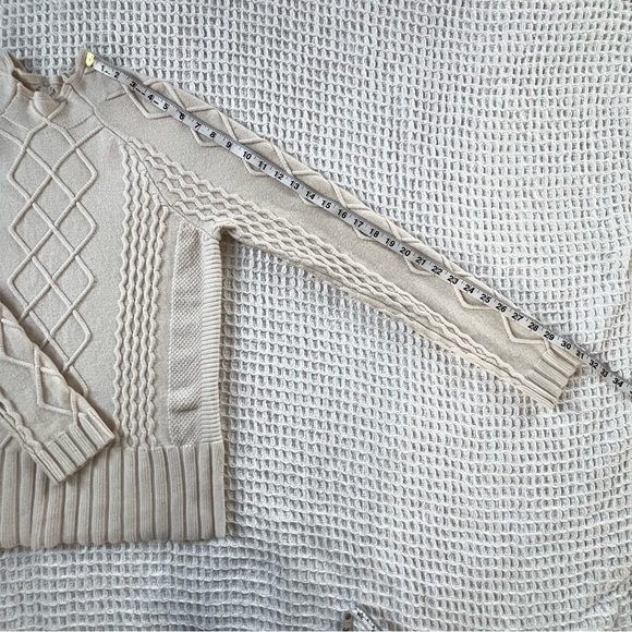 Cyrus Cream Cable Knit High Neck Pullover Nordic Sweater SZ M - Picture 5 of 13